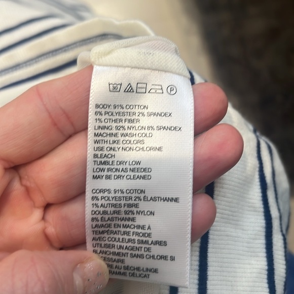 Silence + Noise navy and off white strapless dress size large. - Picture 6 of 7